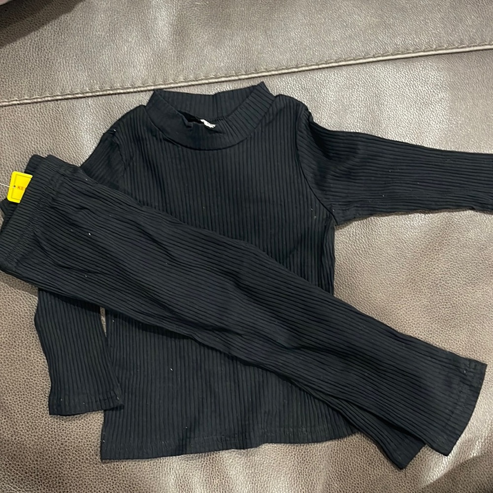 NWT SHEIN Black ribbed shirt and pants set